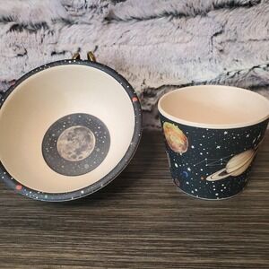 Toddler Space Adventure Solar System Galaxy BAMBOO Cereal Bowl & Cup Set